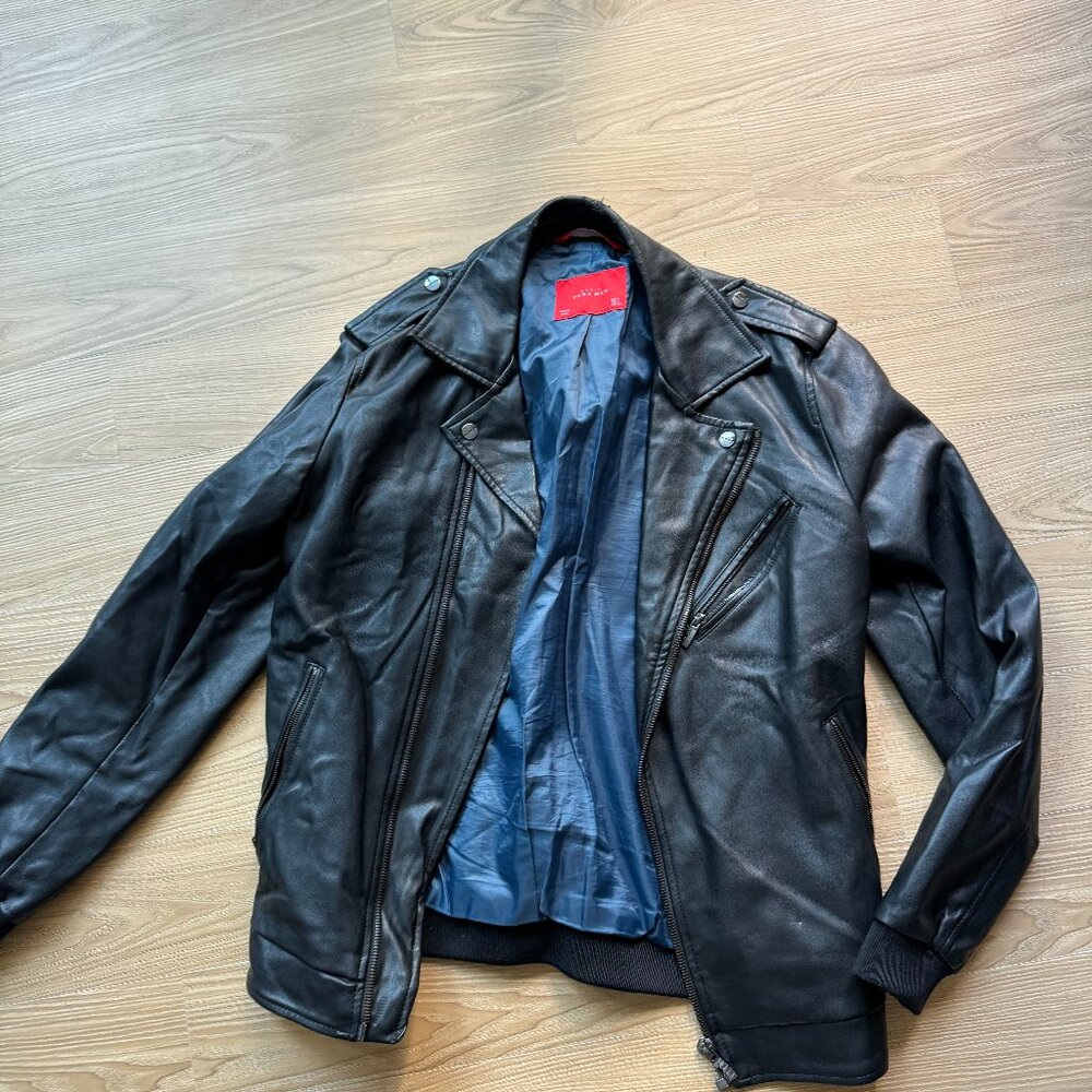 Zara vintage leather biker jacket